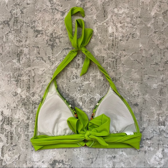 Lime green tiger lily flower bikini top - Picture 4 of 8